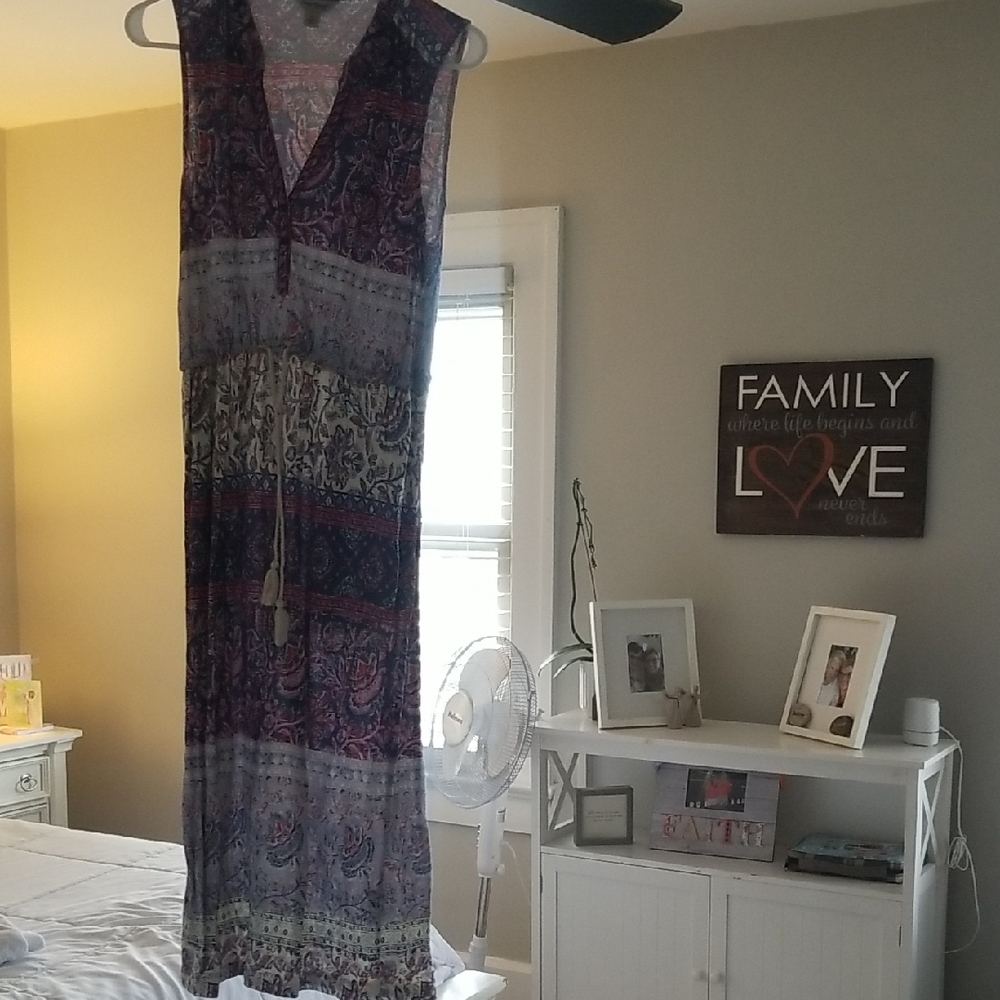 Bohemian Maxi Dress in Purple and Gray